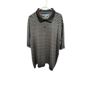 Wrangler Breathe-Dri Polo Shirt Mens 2XL Gray Black Stripe Moisture Wicking Golf